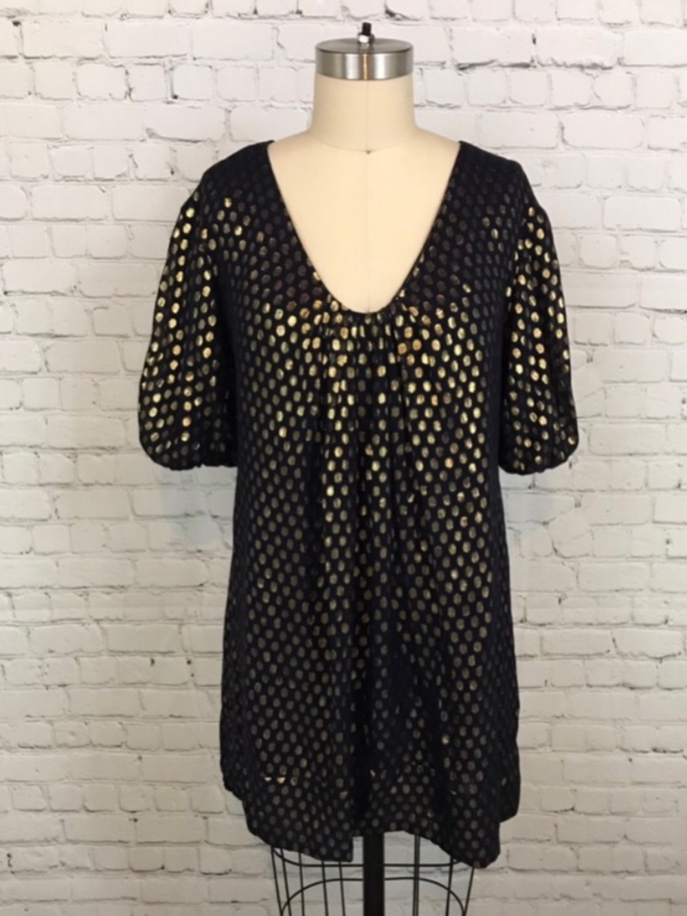 French Connection polkadot bubble sleeve dress 4 - Picture 2 of 6